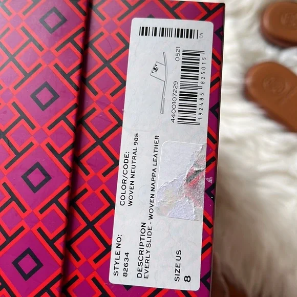 NWT Tory Burch Everly slide - Woven Nappa Leather size 8 - Picture 6 of 6